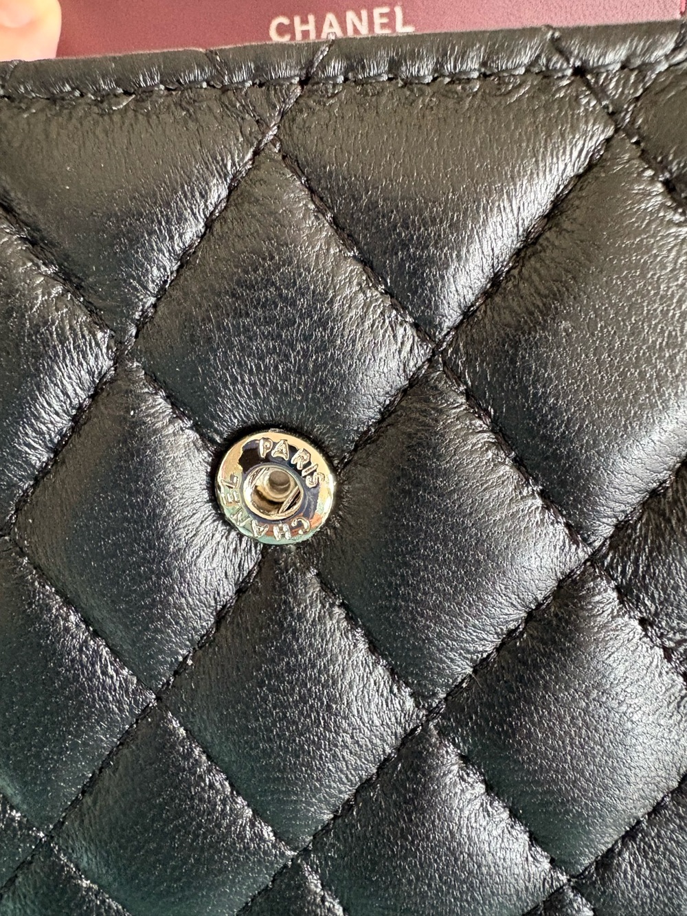 CHANEL Black Quilted Leather Mini Tri-Fold Wallet with Gold CC Hardware - Picture 7 of 10